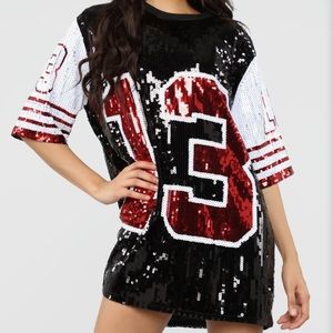 Fashion Nova 13 Jersey Glitter Sequins